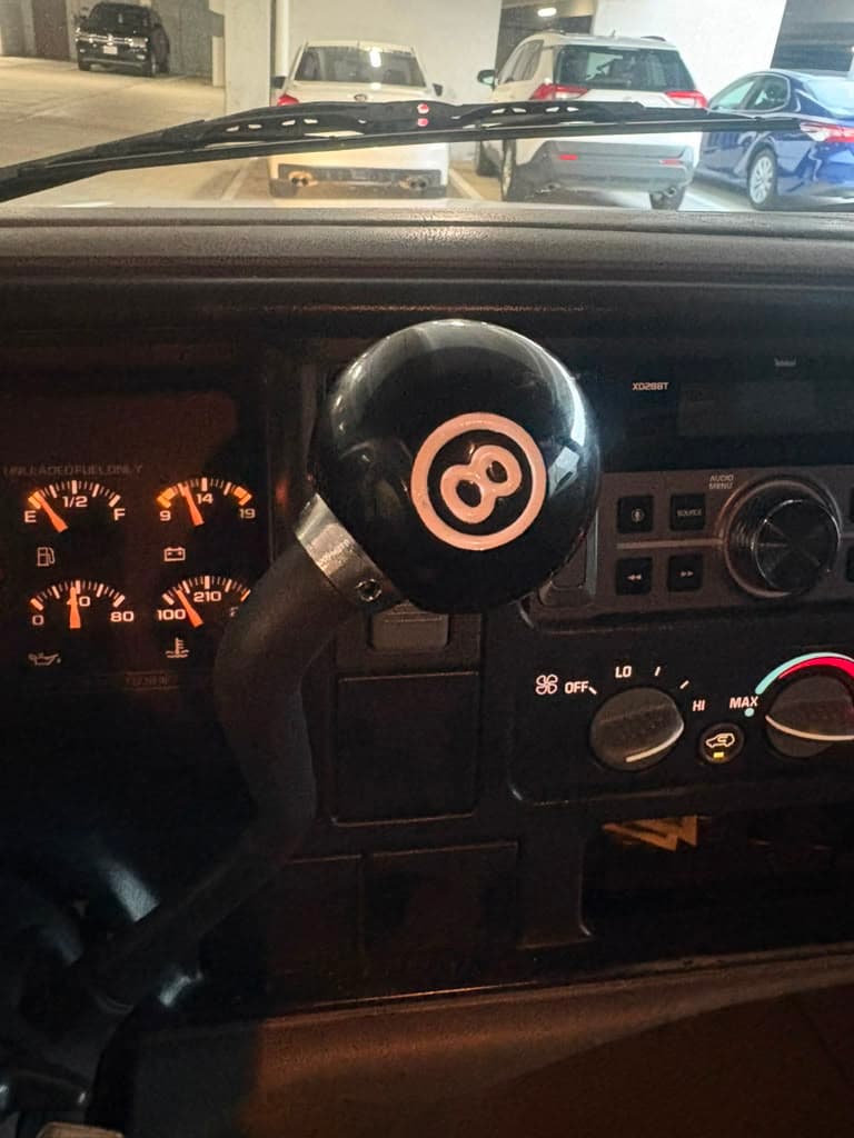 8-ball shifter knob on the dashboard